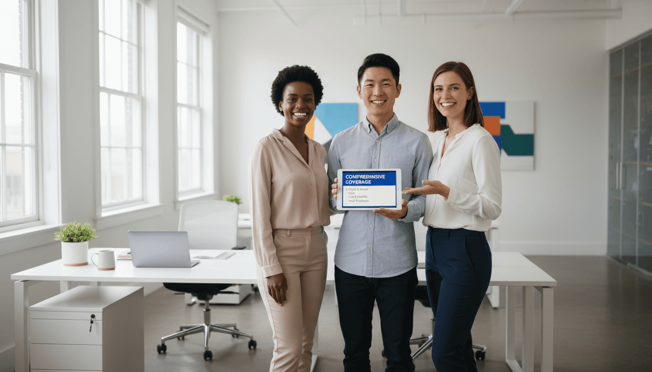 Insurance agents discussing coverage options with clients